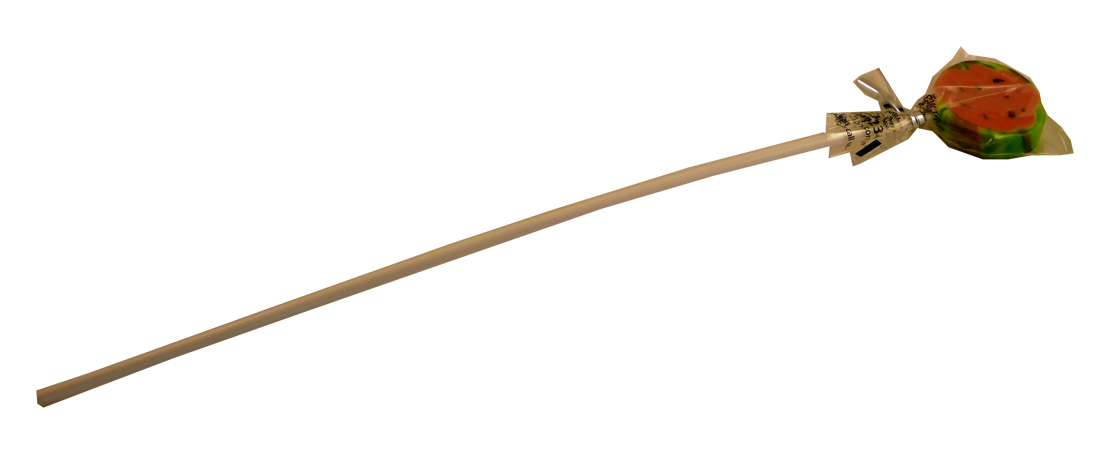 The 30cm long stick on this funky fruit lollipop makes to a winner as a unique confectionery line Tall Treats - A single Funky Fruit